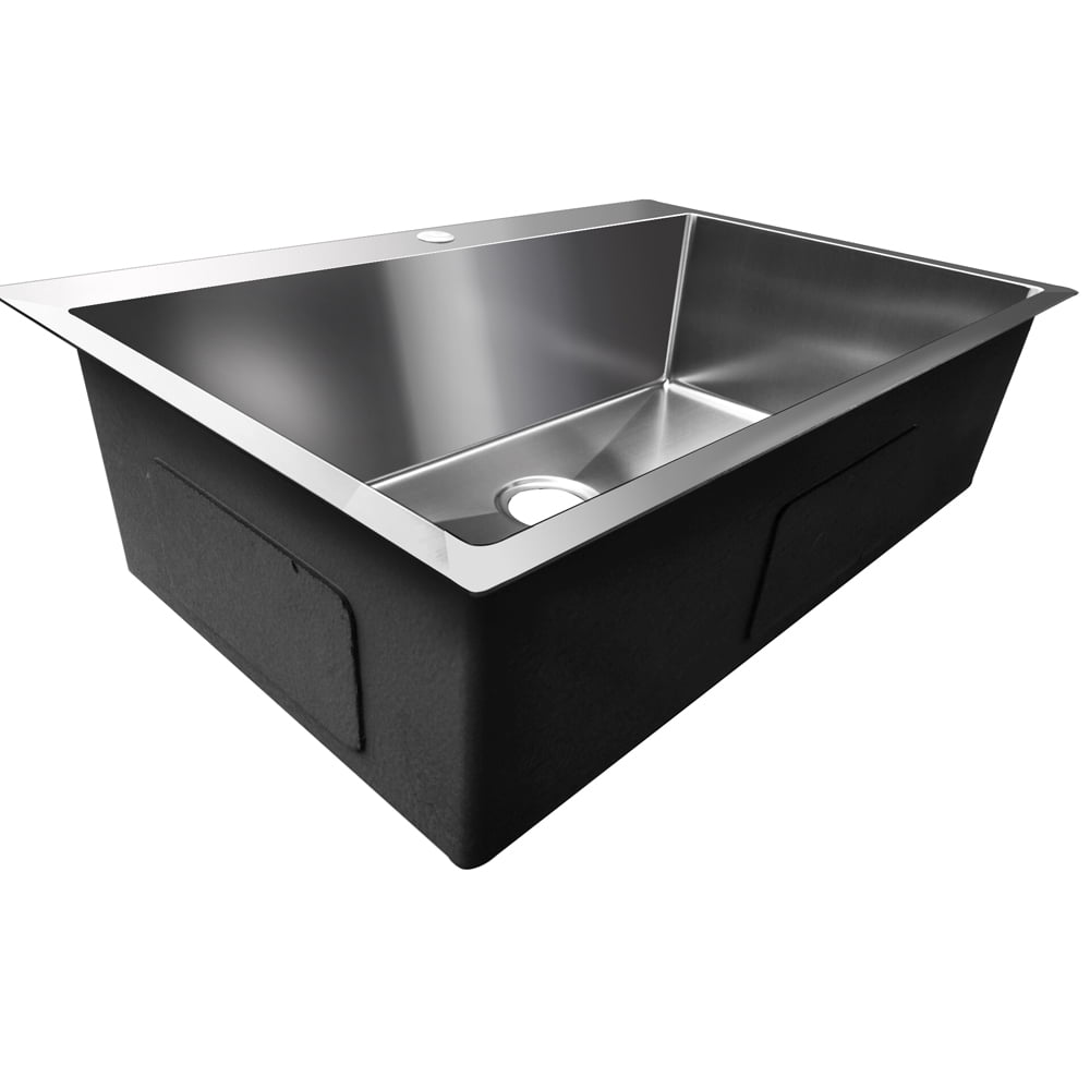 33 Inch Single Bowl Stainless Steel Kitchen Sink 201 Gauge Top Mount, 33x22x9 Farmhouse RV Sink with Draining Accessories for Kitchen Remodel, Travel Trailer, Garage, Workshop and Laundry Room