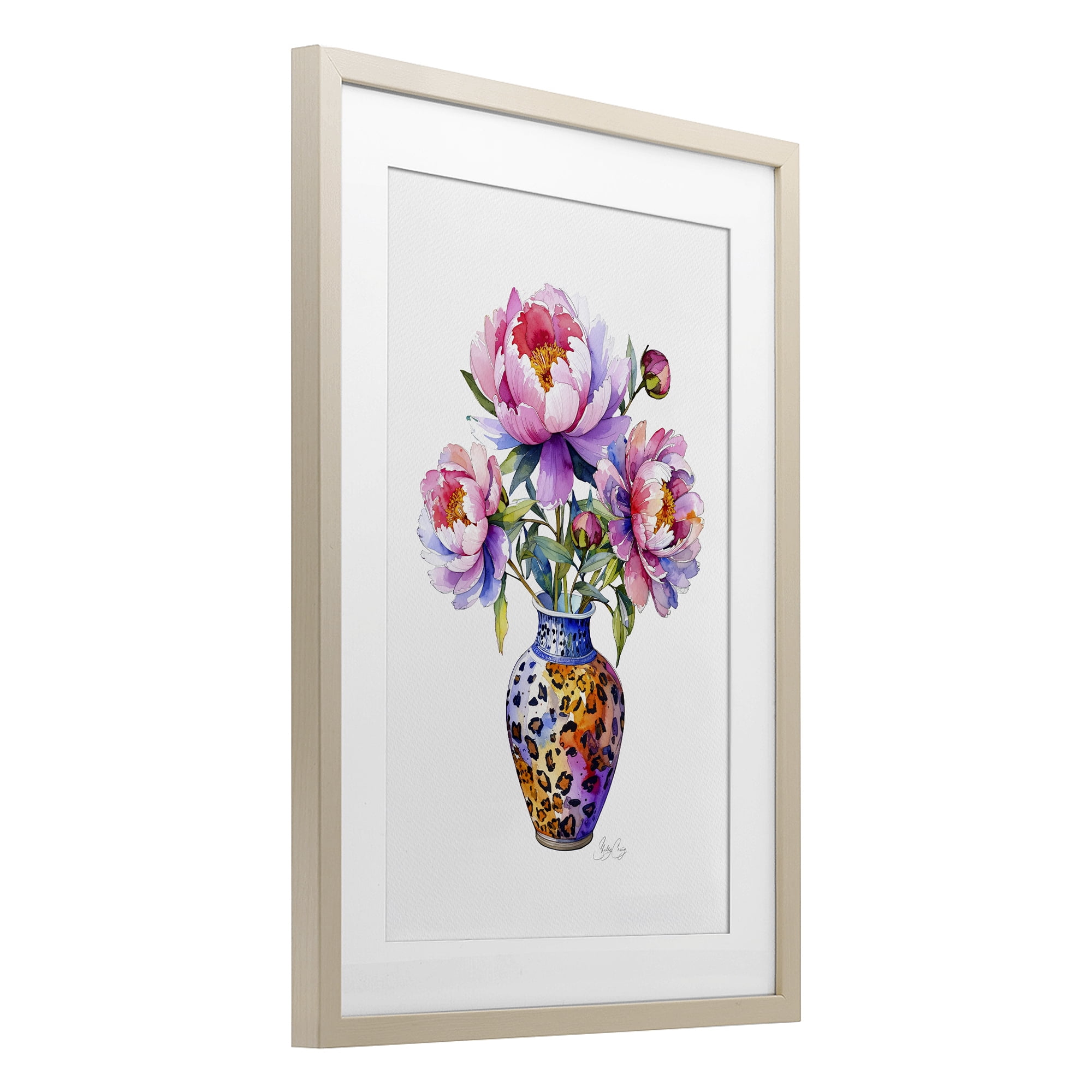 Stupell Industries Fierce Blooms Flower Vase Birch Framed Print Under Glass, design by Shelly Craig