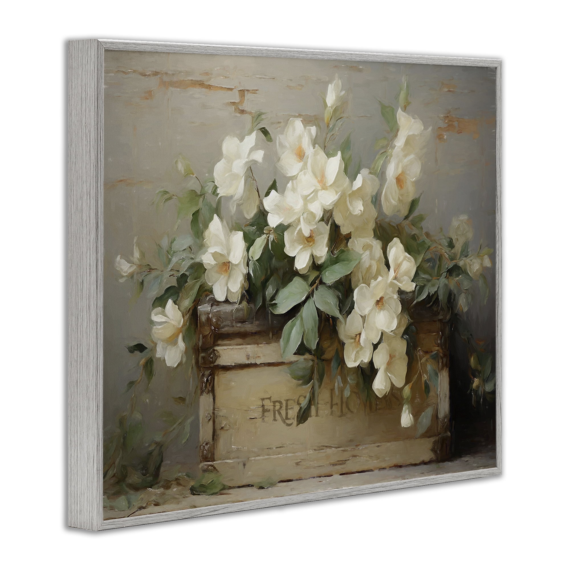 Stupell Industries Fresh Rustic Flowers Botanical & Floral Painting Gray Framed Art Print Wall Art, 30 x 24