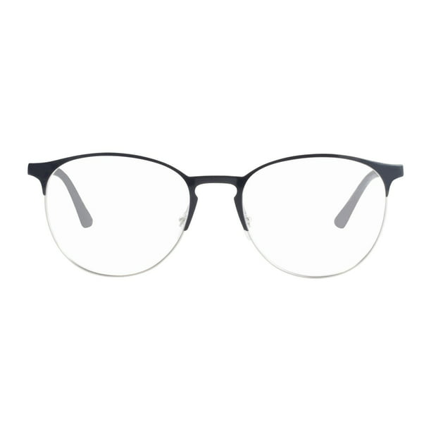 Ray-Ban RX6375 Metal Round Prescription Eyeglass Frames, Black On  Silver/Demo Lens, 53 mm