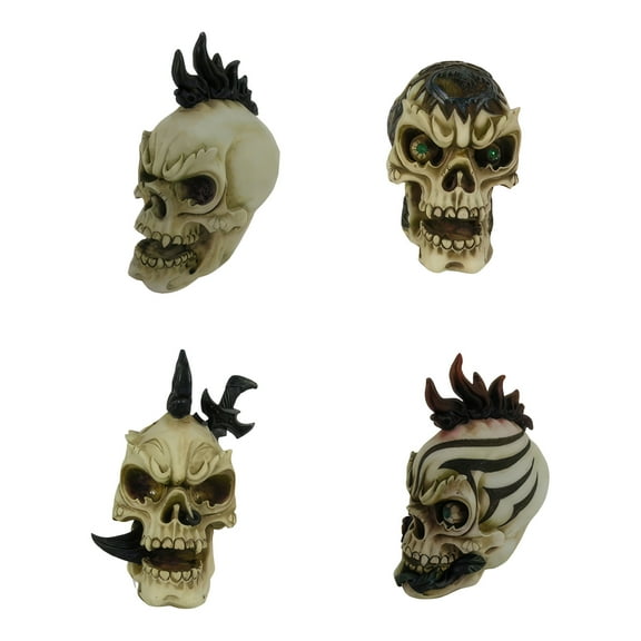 FC Design 3"H 4-PC Skull Figurine Set Statue Sculpture Ornament Decoration Home/Room Decor and Unique Gift Ideas for Housewarming, Holidays and Birthdays
