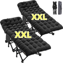 MOPHOTO Oversized 78"*32" Heavy Duty Outdoor Camping Cot with Mattress, Portable Folding Bed for Adults, Rollaway Guest Bed Sleeping Cot with Carry Bag, 2 Pack