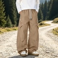 thumbnail image 2 of Men's Y2K Baggy Parachute Pants Track Pants, Quick Dry Open Bottom Wide Leg Jogger Trousers with Big Pockets Elastic Drawstring Waist for Gym Hiking Daily Casual Wear, 2 of 7