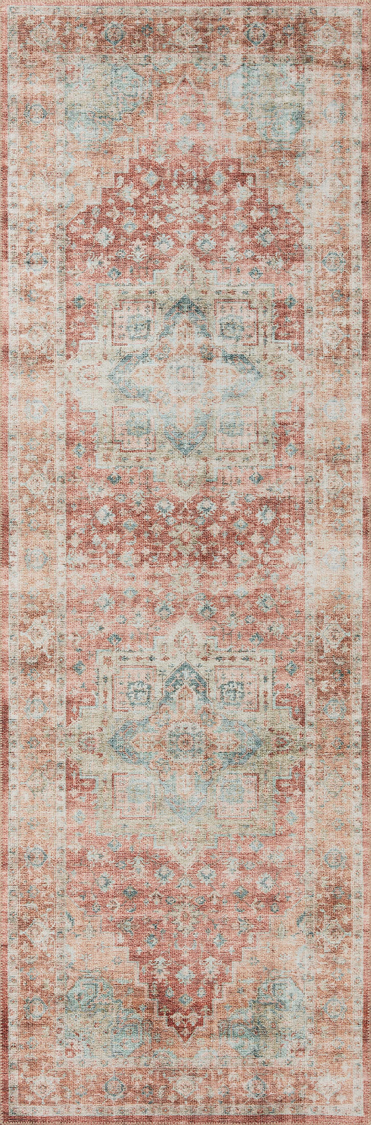 Loloi Heidi Collection HEI-01 Terracotta / Aqua, Oriental Area Rug 5'-0" x 7'-6"