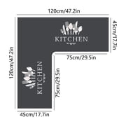 Kitchen Countertop L-Shaped Diatomaceous Floor Mat - Absorbent Oil-Resistant Knife and Fork Print Rug for Sink Area Kitchen Decor