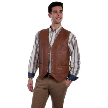 Scully Western Vest Mens Five Snap Leather Single Point Yoke