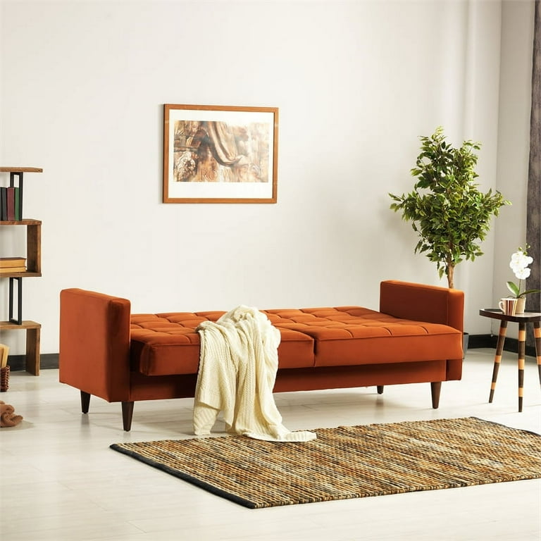 Williams Mid Century Modern Tufted Back Velvet Sleeper Sofa in