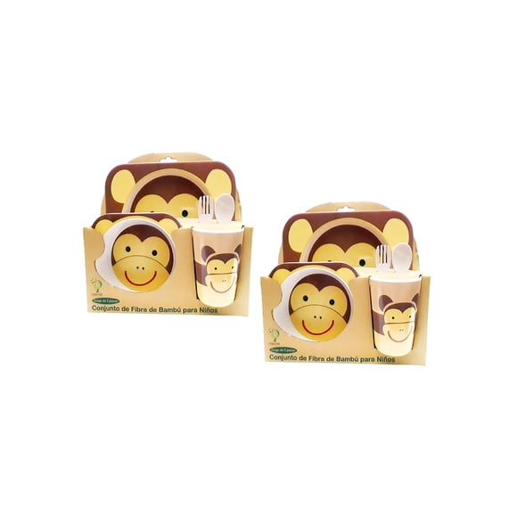 Set Vajilla Ecológica Infantil de Fibra de Bambú para niños MONO DOMORE CONJUNTO DE VAJILLA DE BAMBU
