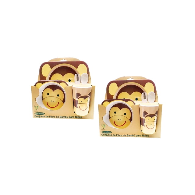 Set Vajilla Ecológica Infantil de Fibra de Bambú para niños MONO DOMORE CONJUNTO DE VAJILLA DE BAMBU