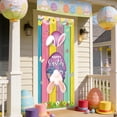 thumbnail image 5 of TechToyHub Easter Bunny Wreath Door Cover - Spring Floral & Easter Eggs Door Decor,35.4x70.8in Reusable Fabric Door Banner for Easter Party,Home,Front Porch,Holiday Decorations, 5 of 9
