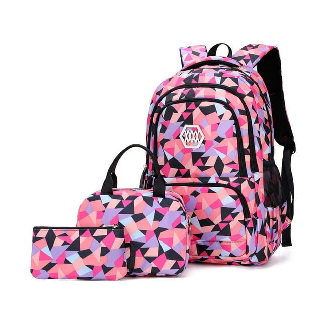 Set de Mochilas Bansusu Estampado Geométrico 3 Piezas para Niñas/Niños
