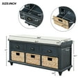 thumbnail image 6 of Aukfa Wood Storage Bench with 3 Drawers & 3 Rattan Baskets for Bedroom Living Room,Antique Navy, 6 of 8