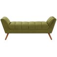 thumbnail image 4 of SAFAVIEH Couture Damian Solid Tufted Linen Contemporary Bench, Olive Green/Dark Brown, 4 of 8