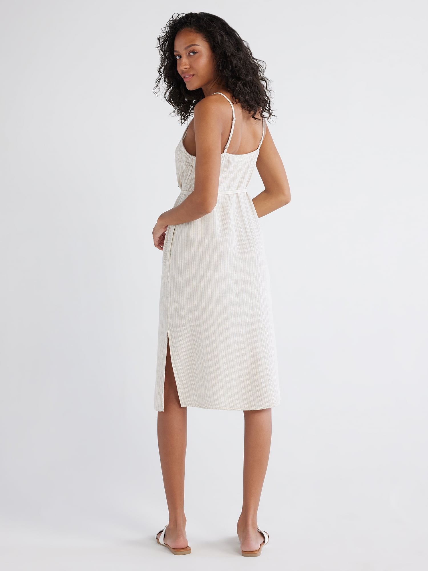 Time and Tru Women's Linen Blend Slip Dress, Sizes XS-XXXL