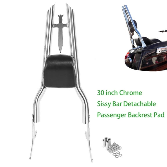 Fjpacemt Detachable Backrest Chrome Sissy Bar for Motorcycle Harley Road Street Electra Glide 97-08