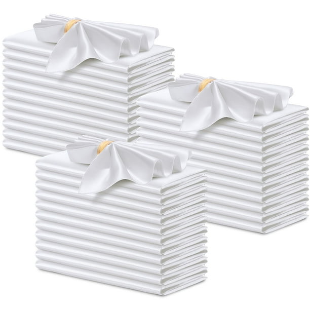 Servilletas de tela P Pothuiny satinadas, 50 unidades, 43 x 43 cm, color blanco