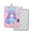 thumbnail image 2 of Oven Mitts 2 Pcs Pot Holders Sets Heat Resistant Hot Pads for Kitchen Cooking Baking 7"x9.8" Cute Girl Holding Bear, 2 of 7