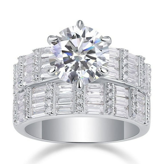 3 Carat Moissanite Engagement Ring D Color VVS1 Clarity Moissanite Wedding Sets for Women S925 Sterling Silver Bridal Sets Wedding Rings Size 5-9
