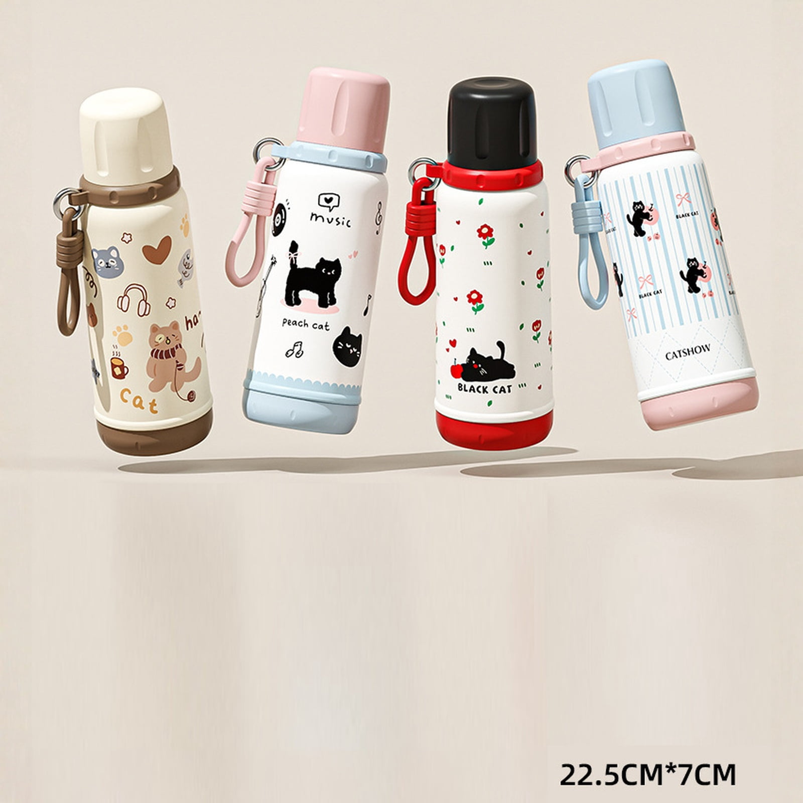 Stainless Steel Insulated Water Bottle with Straw, Large Capacity 550ml Portable Tumbler for Kids Students, Cute Design Leak-Proof Thermal Cup