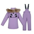 thumbnail image 6 of XIMIN Toddler 2 Piece Snow Suit Cute Panda Ear Ski Overalls Sets Kids Winter Insulated Fleece Jacket with Faux Fur Trim Hood Waterproof Warm Down Bibs Overalls, 6 of 6