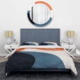 thumbnail image 3 of Designart "Minimal Boho Pattern in Blue and Orange I" Abstract Minimalism Bedding Covert Set - Abstract Blue Modern Bed Set With 2 Shams, 3 of 6
