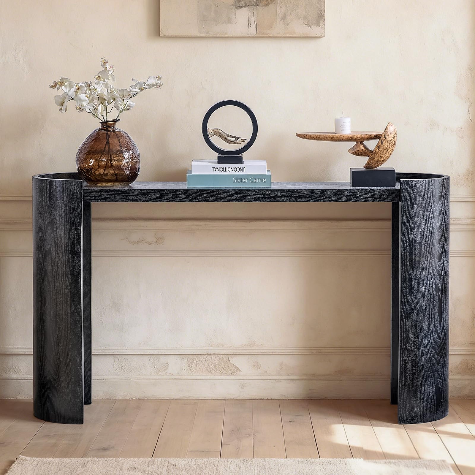 LKTART 53" Black Console Table for Entryway,Couch Tables Behind Sofa, Space-SavingWooden Entry Foyer Hallway Table, ModernConsole Sofa Tables for Hallway Organization