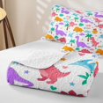 thumbnail image 4 of Erosebridal Cartoon Dinosaur Twin Quilt Set for Boys Girls, Tropical Palm Tree Twin Coverlet Set, 2-Piece, 4 of 7