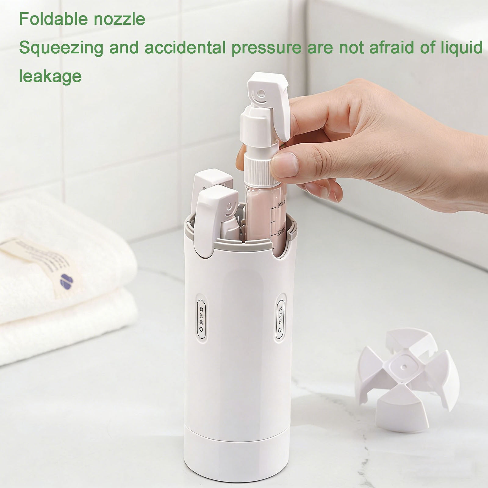 Four in One Travel Bottle Set, White, Press-Type Dispenser for Shampoo Conditioner Body Wash, Leak-Proof Portable Toiletry Containers for Carry on Luggage (1 Pc)