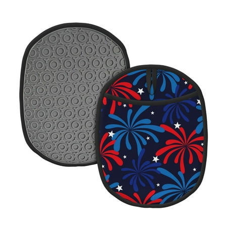 

Lukts Red White Blue Fireworks Print Silicone Pot Mat Mitten With Hanging Loop Heat Resistant Oven Mitts Non-Slip Bbq Baking Smoking Potholders