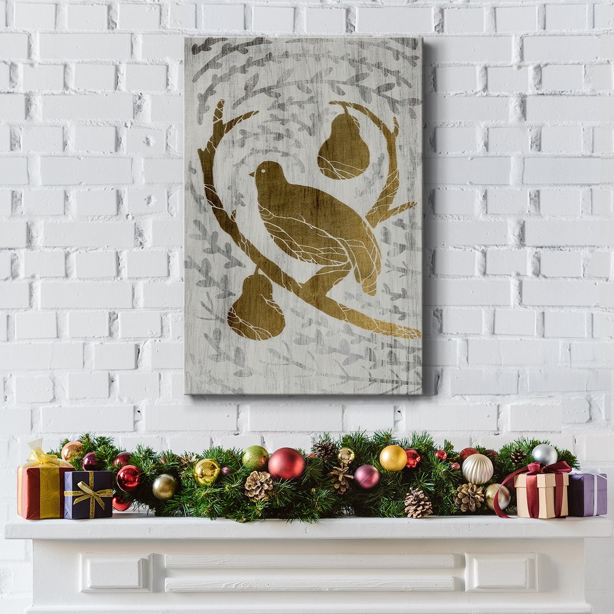 Partridge in a Pear Tree - Gold Leaf Holiday- Gallery Wrapped Canvas