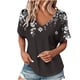 thumbnail image 3 of TaTaai 2026 Summer Women’s V Neck Tee Short Sleeve Loose Blouse Casual Solid Color Fashion Top Soft Polyester Daily Shirt Gift, 3 of 6