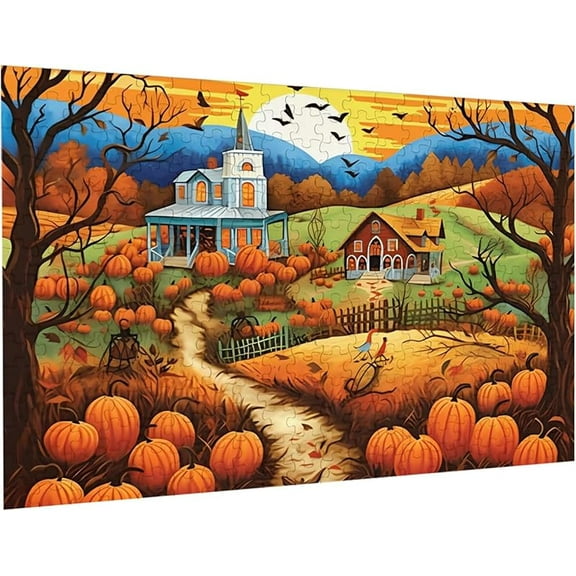 Puzzles For Adults 50 Pieces The Great Pumpkin Contest Visit  Fall Autumn Country Farm Halloween Home Decor Funny Wall Art Gift Jigsaw Puzzle