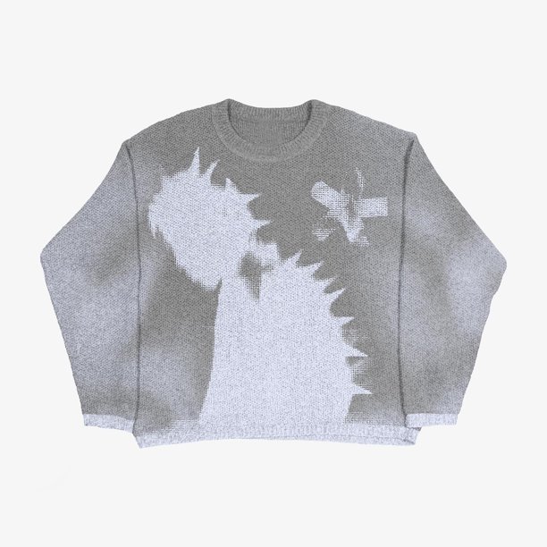 Suéter de cuello redondo de moda europea y americana de otoño e invierno con suéter con estampado de pulóver, top suelto de manga larga