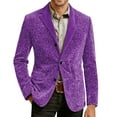 thumbnail image 2 of Mens Blazer Mardi Gras Corduroy Suit Jacket Funny Glitter Sequins Print Sport Coat 2 Button Slim Fit Carnival Business Office Blazers with Pockets, 2 of 5
