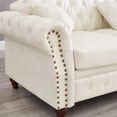 thumbnail image 5 of 85.8" Living Room Chesterfield Sofa Classic Tufted Design Faux Leather PU Upholstered Sofa with Storage (Ivory), 5 of 9