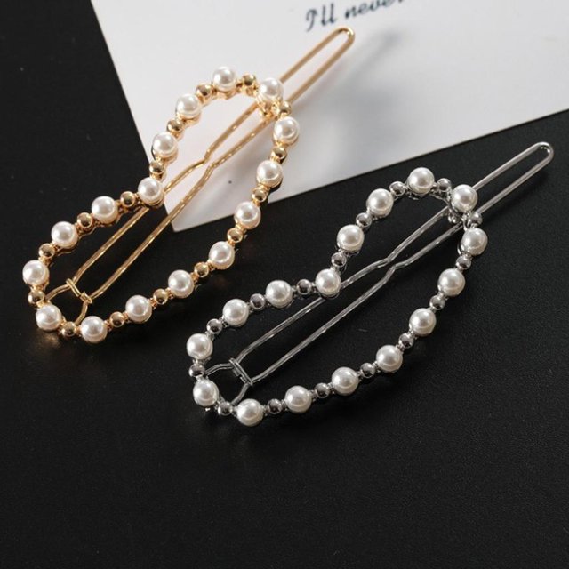 2 Unids Plateado Broche Broche Broche de Broche de Broche de Perla de Faux Clip de Cabello Antideslizante en apariencia de Pinza de cabellero Pinzas de Colco Pinza de pelo de aleación para mujer