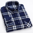 thumbnail image 3 of Camisa Hombre Camisa de manga larga para hombre Camisa de moda para hombre de talla grande informal a cuadros de lana de algodón (Dark Blue, S-41), 3 of 4
