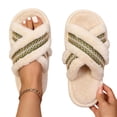 thumbnail image 6 of Miqool Womens Criss Cross Plush Fuzzy House Slippers Soft Footbed Open Toe Memory Foam Flat Slip On Cozy Slides, 6 of 6