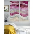 thumbnail image 4 of Pink Coastal Semi Sheer Window Curtains 72 Inches Long, Summer Beach Nautical Abstract Art Rod Pocket Voile Silky Chiffon Curtain Light Filtering Drapes for Living Room, Kitchen, 52"x72", 2 Panels, 4 of 9