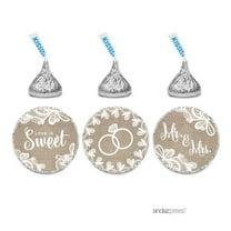 Burlap Lace Wedding Hershey´s Kiss Stickers, 216-Pack