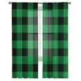 thumbnail image 3 of Dark Green Buffalo Check Sheer Curtains 63 Inches Length 2 Panels Set, Window Sheer Curtains for Living Room/Bedroom, Rustic Modern Art Green Plaid Light Filtering Rod Pocket Curtain 52'' x 63'' x 2, 3 of 7