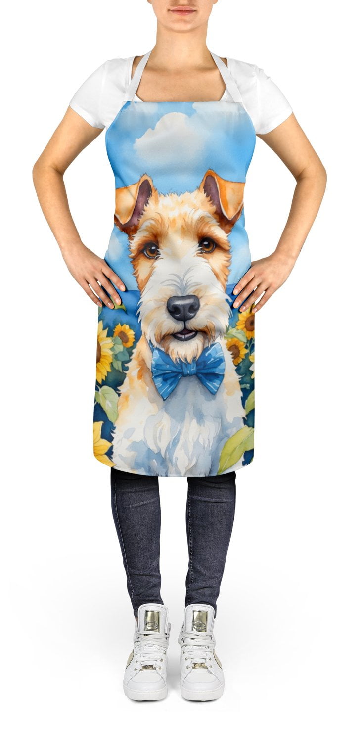 German Wirehaired Pointer in Sunflowers Apron 27 in x 30 in