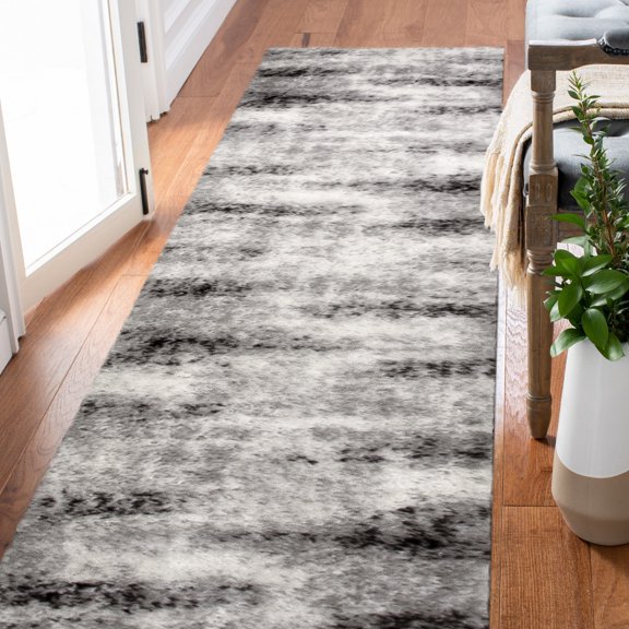 Leick Home 594564 Zielle Runner Soft Shag Painterly Rug in Gray Area Rug Runner 2'2" x 7'7"