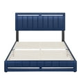 thumbnail image 6 of Boyd Sleep Beaumont Blue Faux Leather Full Size Fully Upholstered Platform Bed Frame with Adjustable Headboard, 6 of 13