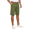 thumbnail image 5 of INSPIRE CHIC Men's Linen Pleated with Pockets Above Knee Casual Shorts 32 Olive Green, 5 of 6