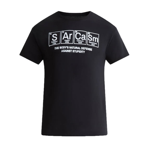 Men's Sarcasm Periodic Table Black Graphic T-Shirt - Small