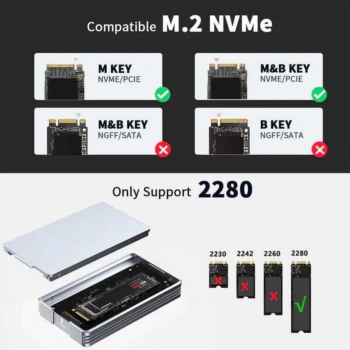 ACASIS 40Gbps M.2 NVMe SSD Enclosure with Aluminum Housing, No Noise M.2 Enclosure Compatible Thunderbolt5/4/3/USB4/3.2/3.1/3.0/2.0,NVMe ssd Enclosure for MacBook Air /Pro Support 2280/2260/2242/2230