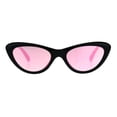 thumbnail image 2 of Womens Color Mirror Lens Goth Narrow Cat Eye Plastic Sunglasses Black Pink, 2 of 4