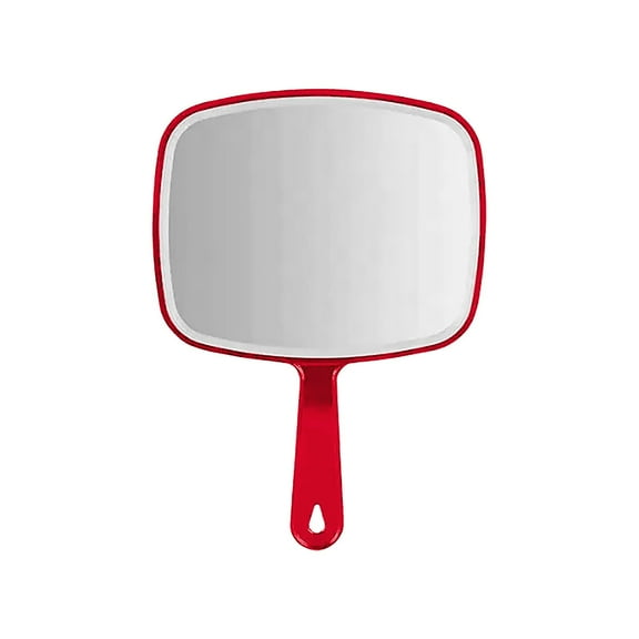 Make Up Mirror Clearance! Beauos Handle Makeup Barber Handheld Large Oval Beauty Salon Makeup Portable Wall Mounted, Red Makeup Magnifying Glass, Clearance Sale, One Size 1 × Mirror, 480G Glass