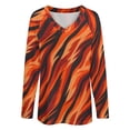 thumbnail image 4 of LYWC Unique Tiger Skin - 1179 Long Sleeve Shirts For Women Oversized Tshirts Tops Tees Fall T-Shirts V Neck, 4 of 7